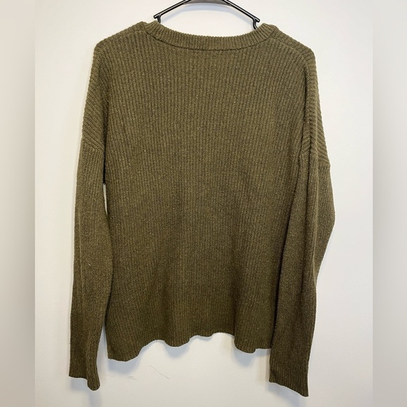 Madewell Thompson Pocket Pullover Sweater Dark Olive Green Oversized Ribbed M - Picture 11 of 11